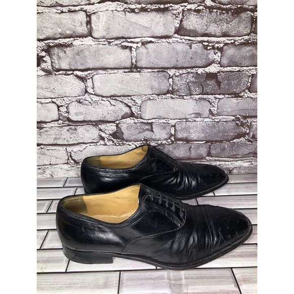 MORESCHI Black Leather Ostrich Cap Toe Oxfords Dress Shoes Men’s Sz 12M US/45EU main image 9